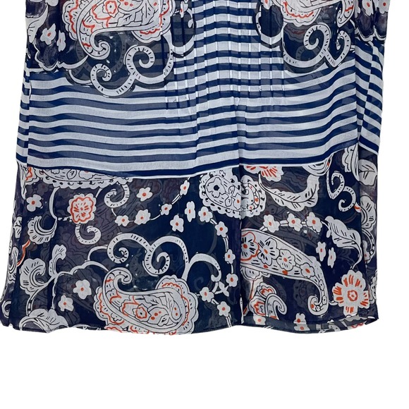 Cabi Floral Paisley Striped Peplum Sheer Blouse Ruffled Trim V-Neck Top XS Women - Picture 3 of 8